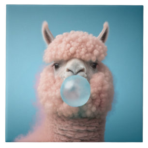Llama Bubblegum Funny Fliese