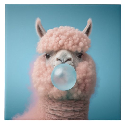 Llama Bubblegum Funny Fliese (Vorderseite)