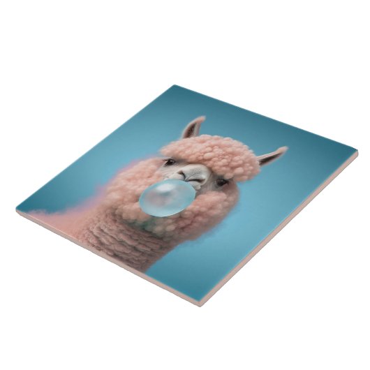 Llama Bubblegum Funny Fliese (Seite)