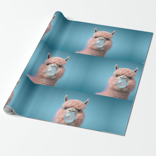Llama Bubblegum Funny Geschenkpapier (Ungerollt)