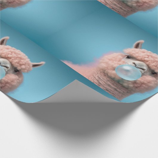 Llama Bubblegum Funny Geschenkpapier (Ecke)