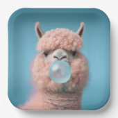 Llama Bubblegum Funny Pappteller (Vorderseite)