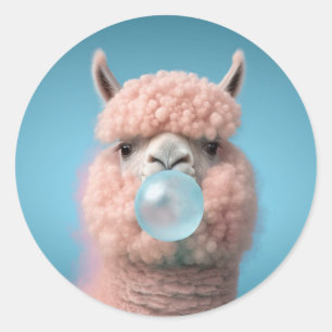 Llama Bubblegum Funny Runder Aufkleber