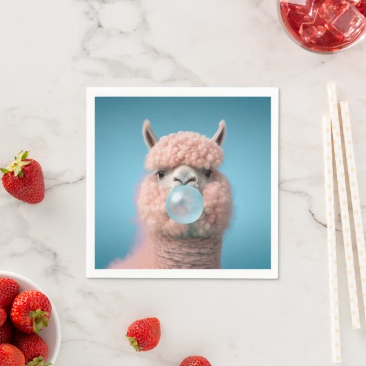 Llama Bubblegum Funny Serviette (Beispiel)