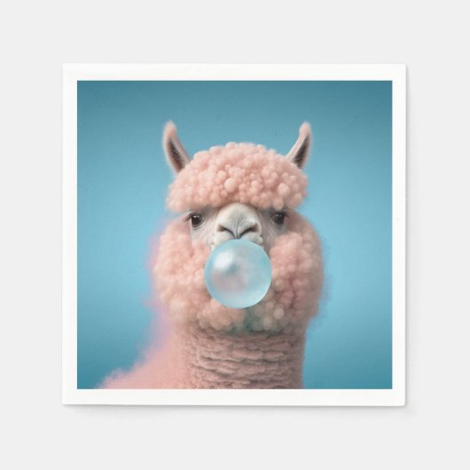Llama Bubblegum Funny Serviette (Vorderseite)