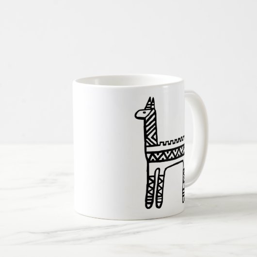 Llama-BW Kaffeetasse (VorderseiteRechts)