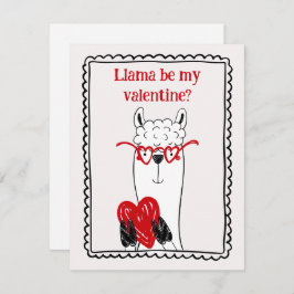 Llama By My Valentine Funny Kids Valentine's Day Mitteilungskarte