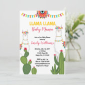 Llama cactus baby Dusche Einladung Girl Fiesta (Stehend Vorderseite)