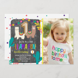 Llama Cactus Child 1. Geburtstag Einladung