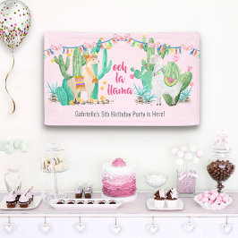 Llama & Cactus Girls Custom Geburtstagsparty Willk Banner