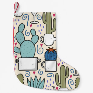 Llama Cactus: HandGezeichnet Nahtloses Design Kleiner Weihnachtsstrumpf