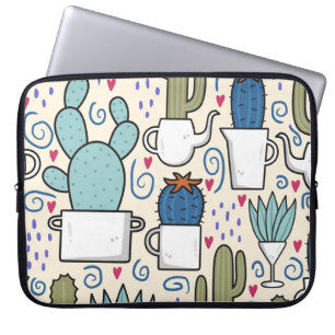 Llama Cactus: HandGezeichnet Nahtloses Design Laptopschutzhülle