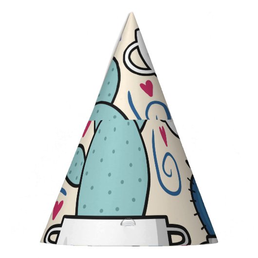 Llama Cactus: HandGezeichnet Nahtloses Design Partyhütchen (Links)