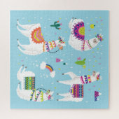 Llama & Cactus: Niedliches Vintages Set Puzzle (Horizontal)