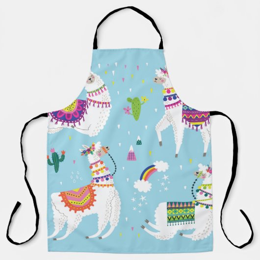 Llama & Cactus: Niedliches Vintages Set Schürze (Vorderseite)