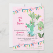Llama Cactus Whole Llama Fun Girls Birthday Party Einladung (Vorderseite)