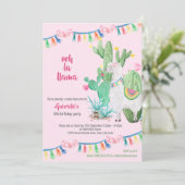 Llama Cactus Whole Llama Fun Girls Birthday Party Einladung (Stehend Vorderseite)