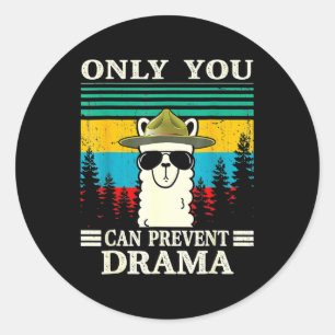 Llama Camping Nur du kannst Drama Vintage C verhin Runder Aufkleber