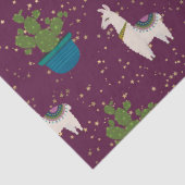 Llama, Catcus und Sterne auf Lila Dekoupage Seidenpapier (Detail)
