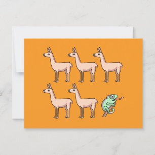 Llama Chameleon Faltkarte Postkarte