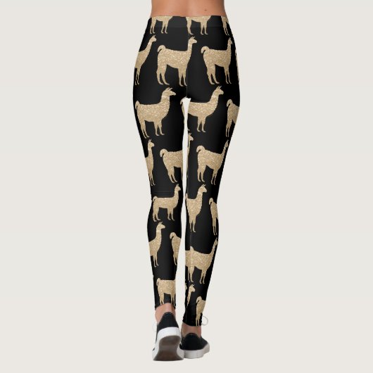 Llama Champagne Gold Glitzer Glitzern Leggings (Rückseite)