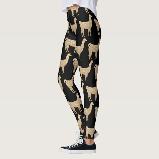 Llama Champagne Gold Glitzer Glitzern Leggings (Links)