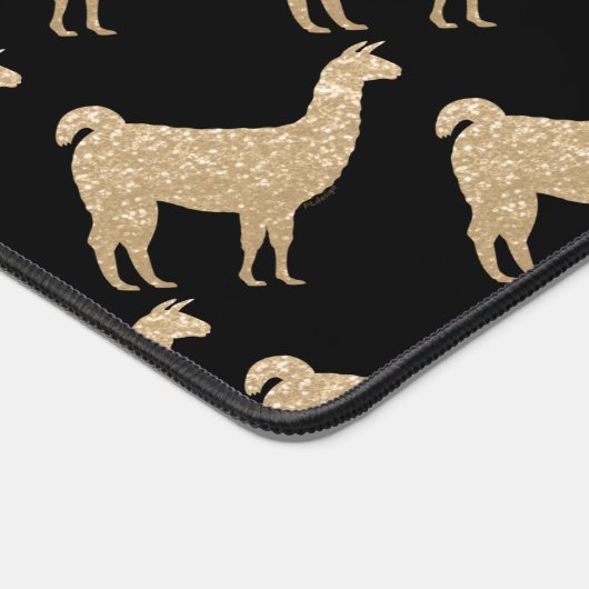 Llama Champagne Gold Glitzern musterndes Monogramm Schreibtischunterlage (Ecke)