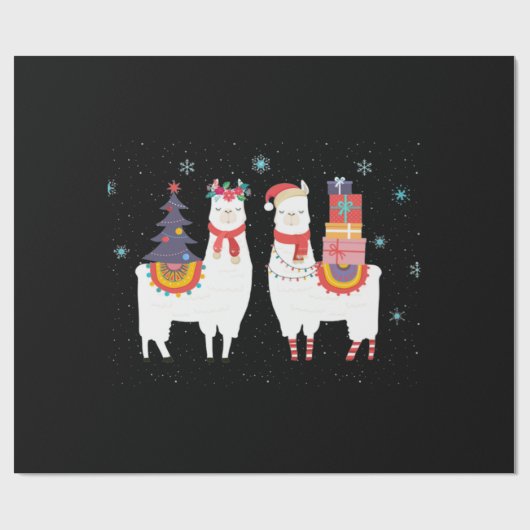 Llama Christmas - Alpaca Weihnachten Geschenkpapier (Flach)