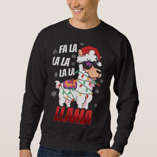 Llama Christmas  Fa La La Llama  Xmas Lights Sweatshirt (Vorderseite)