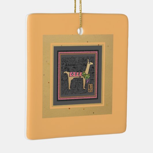 Llama Christmas Flat Tile Keramikornament (Rechts)
