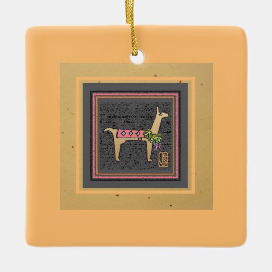 Llama Christmas Flat Tile Keramikornament (Vorderseite)