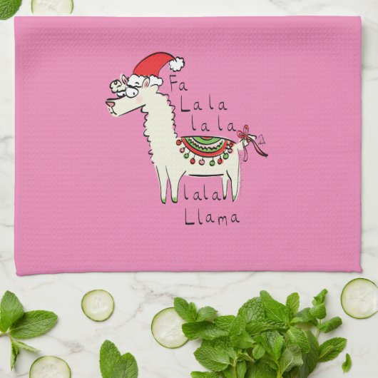 Llama Christmas Kids Niedlich Funny Geschirrtuch (Gefaltet)