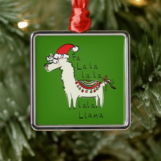 Llama Christmas Kids Niedlich Funny Ornament Aus Metall (Baum)