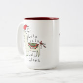 Llama Christmas Kids Niedlich Funny Zweifarbige Tasse (Vorderseite Links)