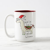 Llama Christmas Kids Niedlich Funny Zweifarbige Tasse (Links)