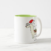Llama Christmas Kids Niedlich Funny Zweifarbige Tasse (VorderseiteRechts)