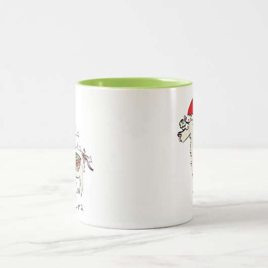 Llama Christmas Kids Niedlich Funny Zweifarbige Tasse (Mittel)