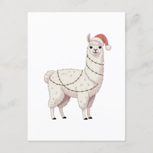 Llama Christmas Lights Sturdy Animals Lover Alpaca Ankündigungspostkarte