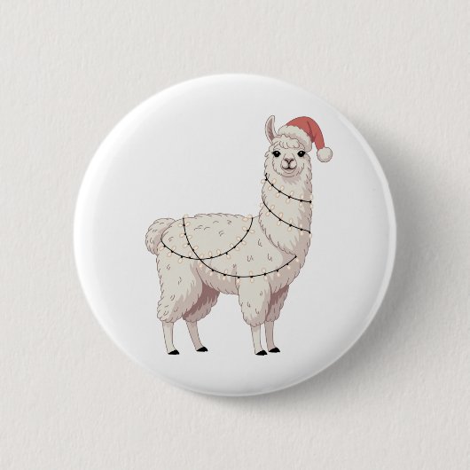 Llama Christmas Lights Sturdy Animals Lover Alpaca Button (Vorderseite)