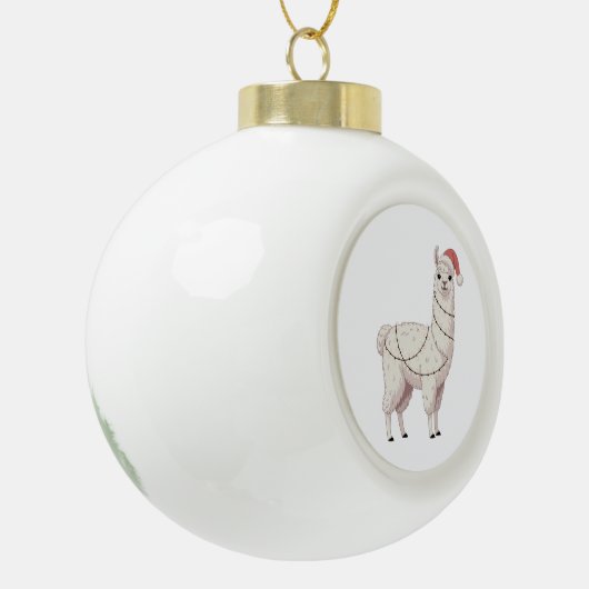 Llama Christmas Lights Sturdy Animals Lover Alpaca Keramik Kugel-Ornament (Links)