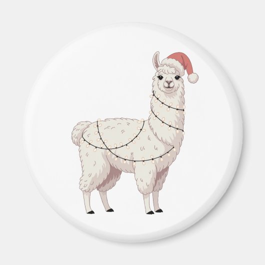 Llama Christmas Lights Sturdy Animals Lover Alpaca Magnet (Vorne)