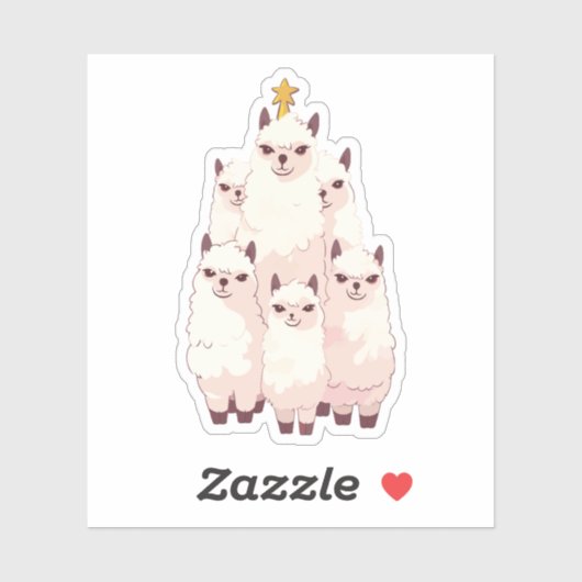 LLAMA CHRISTMAS TREE AUFKLEBER (Blatt)