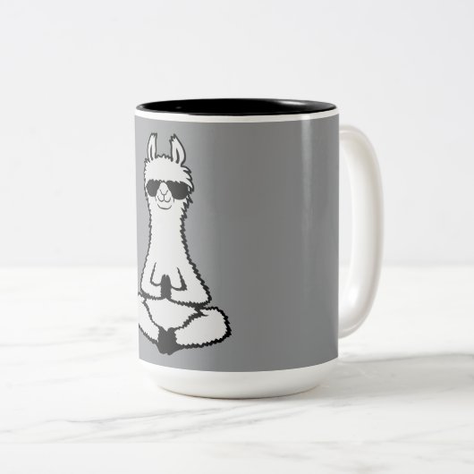 Llama Cool Zen Meditation Pose Sunglasses Relaxing Zweifarbige Tasse (VorderseiteRechts)