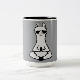 Llama Cool Zen Meditation Pose Sunglasses Relaxing Zweifarbige Tasse