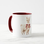 Llama-Creme-Schleife rote Herzen Tasse (Vorderseite Links)