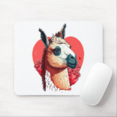 Llama Cute Alpaca Valentines Day Animal Mousepad (Mit Mouse)