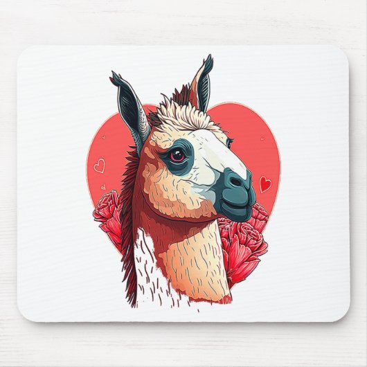 Llama Cute Alpaca Valentines Day Animal Mousepad (Vorne)