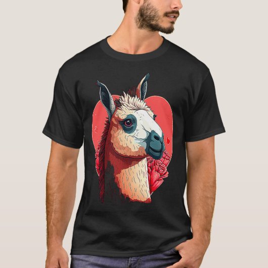 Llama Cute Alpaca Valentines Day Animal T-Shirt (Vorderseite)