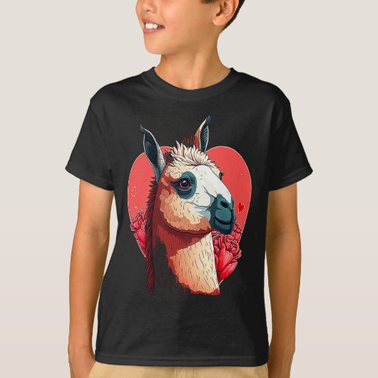 Llama Cute Alpaca Valentines Day Animal T-Shirt (Vorderseite)