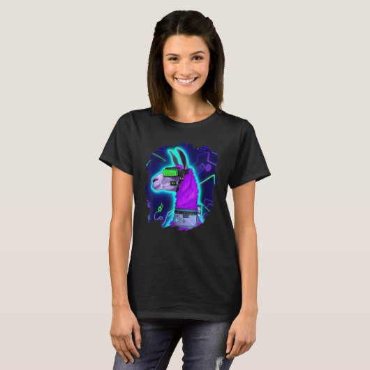 Llama Cyborg Robot Llama Cool Artistic Retro Alpac T-Shirt (Vorne ganz)